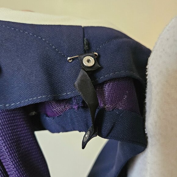 Vintage 60's Mod Navy Blue Green White Scarf Color Block Sheath Dress Size M/L - Picture 9 of 9